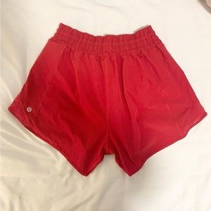 Red Lululemon Hotty Hot Shorts size 6